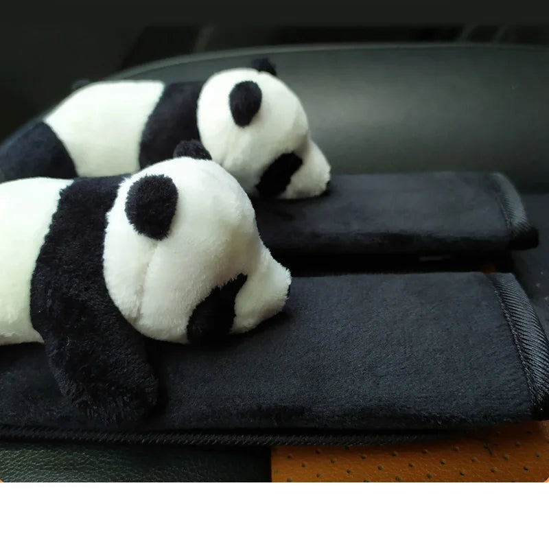 Cute Panda Car Gear Shift Cover, Soft Plush Auto Shifter, Car Interior ...